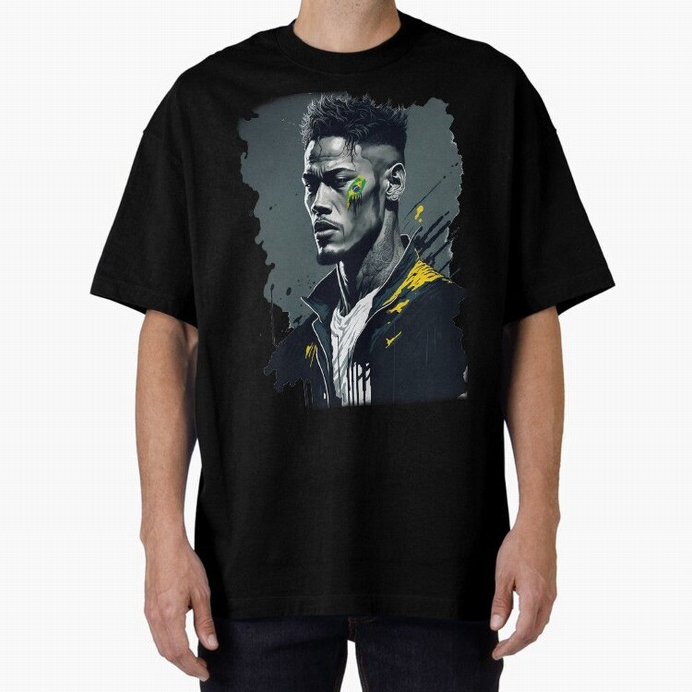 Neymar Jr. splash art Oversized T-Shirt Bring Stadium Energy to Global Football Passion for FIFA World Cup 2026 Group Stage, Highlighting CR7 and Messi, Portugal, Spain and Germany, Game Day Rituals, Football Legends, Country Pride and the Road to