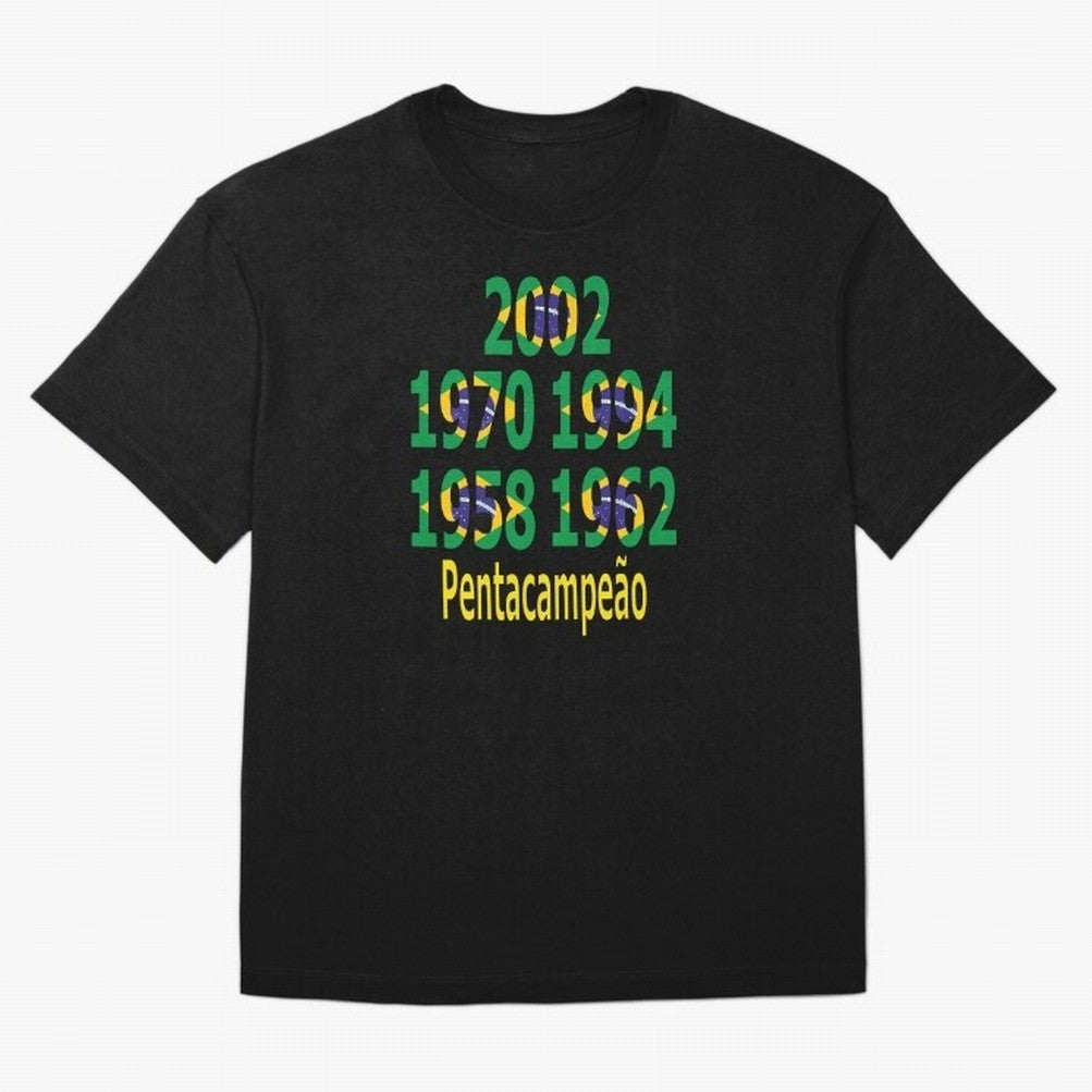 Brazil Five Stars - Champion Heritage Essential T-Shirt Spotlight Global Football Passion for FIFA World Cup 2026 Group Stage, Featuring Cristiano Ronaldo, Haaland and CR7, Brazil, Tournament Hype, Historic Matchups, Family Viewing Parties and
