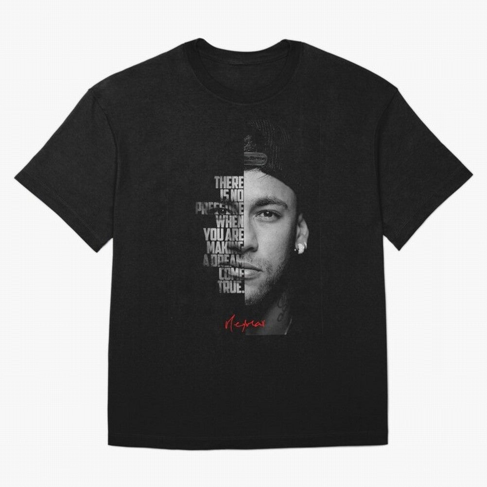 Black and white Neymar Jr quote. Classic T-Shirt Represent the Passion of Global Football Passion for FIFA World Cup 2026, with Messi, CR7 and Mbappe, Brazil, Vintage Soccer Flavor, Modern Football Stars, National Flags and Final Night Emotion;