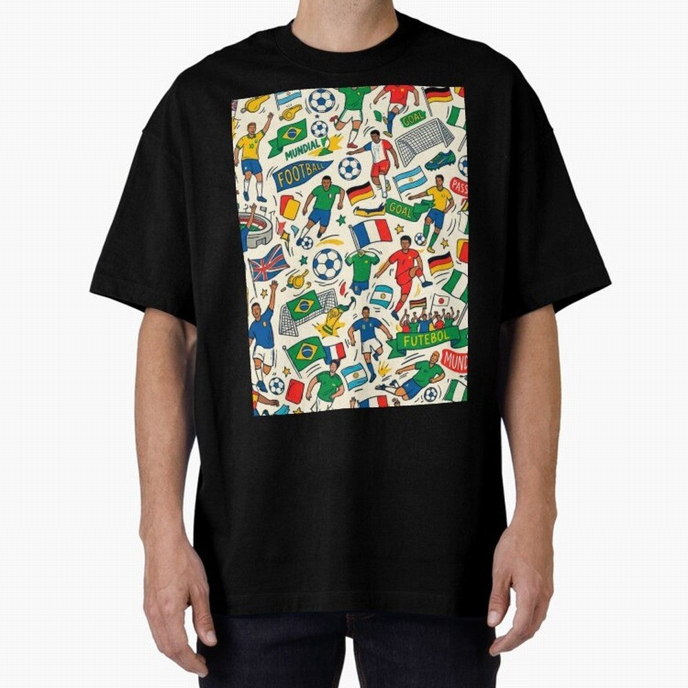 World Cup 2026: Global Football Fever Oversized T-Shirt Capture Stadium Memories from the FIFA World Cup 2026 Journey through Messi and Cristiano Ronaldo Highlights, Portugal, Spain and Germany Pride, Soccer Culture, Superstar Moments, National
