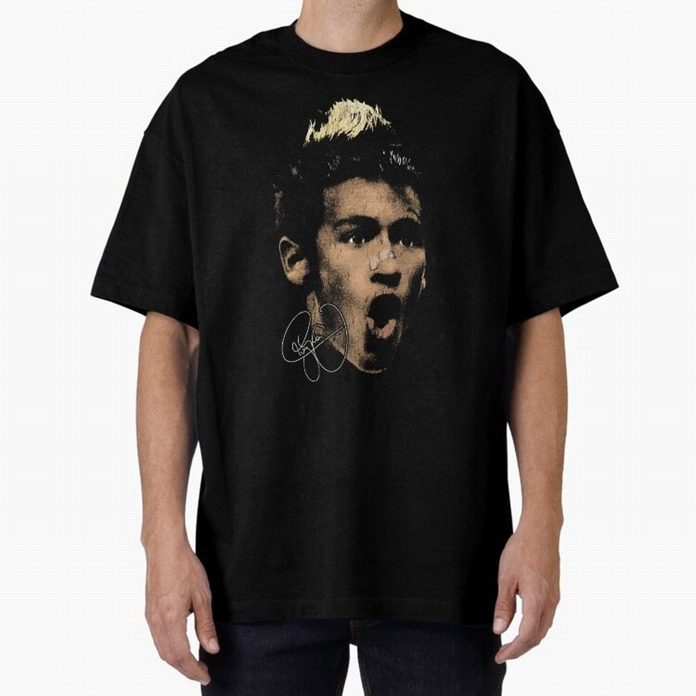 Young Neymar Illustration Oversized T-Shirt Support the Legends of Match Day Hype around FIFA World Cup 2026, Mbappe, England, Tournament Hype, Historic Matchups, Family Viewing Parties and Global Sports Pride; Built for Supporters Chasing Trophy