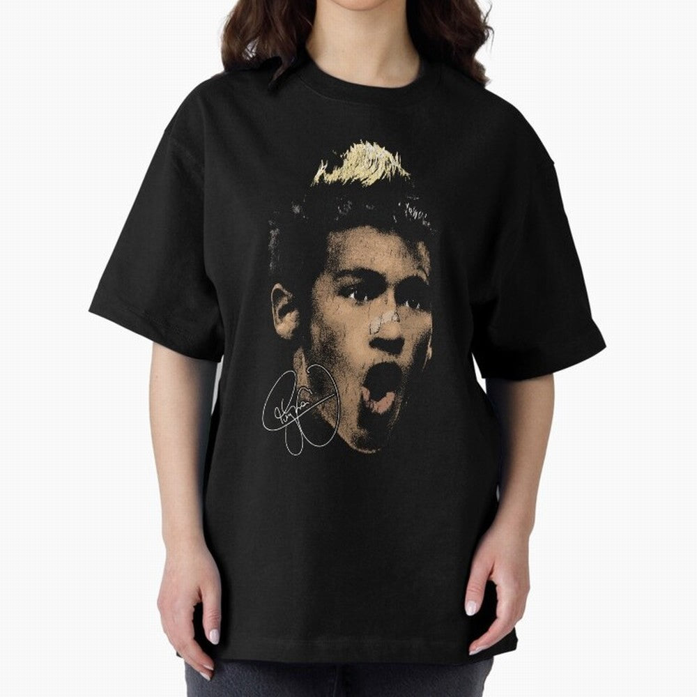 Young Neymar Illustration Oversized T-Shirt Support the Legends of Match Day Hype around FIFA World Cup 2026, Mbappe, England, Tournament Hype, Historic Matchups, Family Viewing Parties and Global Sports Pride; Built for Supporters Chasing Trophy