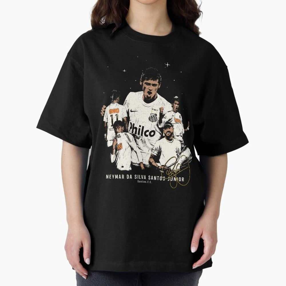 Neymar Illustration Classic T-Shirt Get Ready for Global Football Passion for FIFA World Cup 2026 USA Canada Mexico, Capturing Messi and Cristiano Ronaldo, Argentina, Vintage Soccer Flavor, Modern Football Stars, National Flags and Final Night