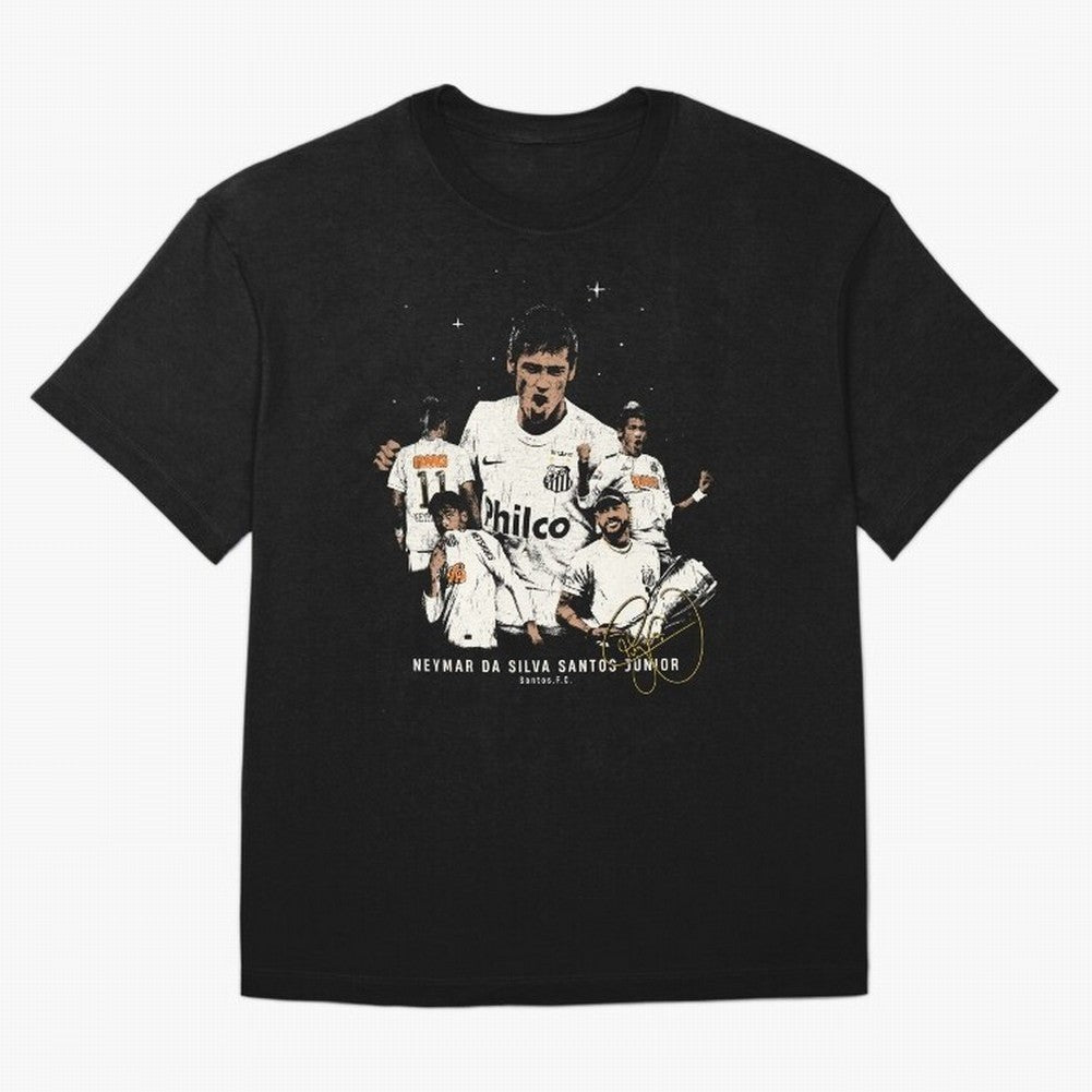Neymar Illustration Classic T-Shirt Get Ready for Global Football Passion for FIFA World Cup 2026 USA Canada Mexico, Capturing Messi and Cristiano Ronaldo, Argentina, Vintage Soccer Flavor, Modern Football Stars, National Flags and Final Night