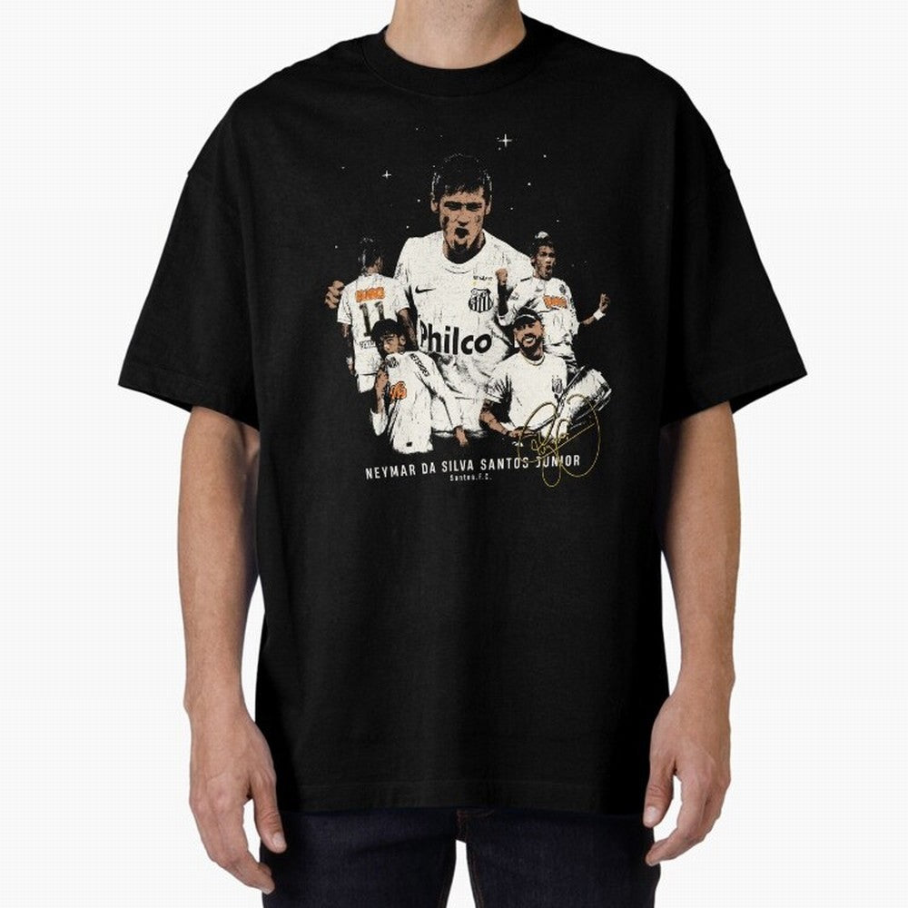 Neymar Illustration Classic T-Shirt Get Ready for Global Football Passion for FIFA World Cup 2026 USA Canada Mexico, Capturing Messi and Cristiano Ronaldo, Argentina, Vintage Soccer Flavor, Modern Football Stars, National Flags and Final Night