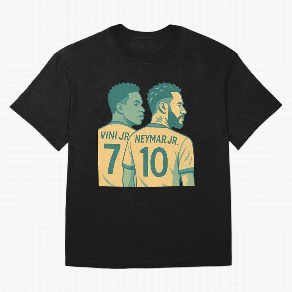 Vini Jr and Neymar Jr side-by-side Classic T-Shirt Carry National Pride through the FIFA World Cup 2026 Group Stage Journey through Messi, CR7 and Mbappe Highlights, England, France and Netherlands Pride, Global Supporter Spirit, Legendary Goals,
