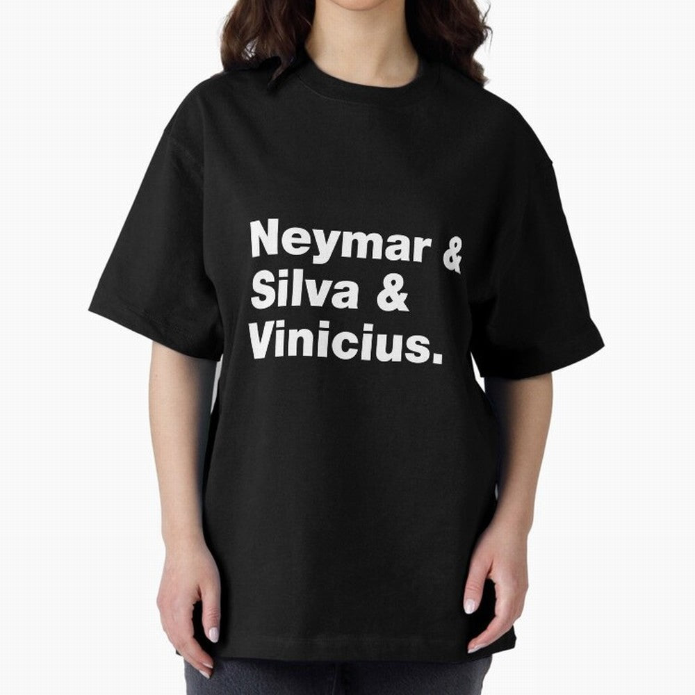 Neymar + Silva + Vinicius - Brazil Brazilian World Cup Squad Team Players Football Soccer Qatar WC 22 Oversized T-Shirt Bring a Vintage Feel to Global Football Passion for FIFA World Cup 2026 USA Canada Mexico, Made for Messi, Neymar and Mbappe,