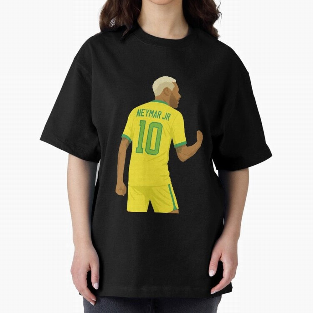 Neymar Jr in Yellow Glory Sticker Oversized T-Shirt Fuel the FIFA World Cup 2026 USA Canada Mexico Journey through CR7 Highlights, Brazil, Portugal and Argentina Pride, Soccer Culture, Superstar Moments, National Team Dreams and Competitive Fire;