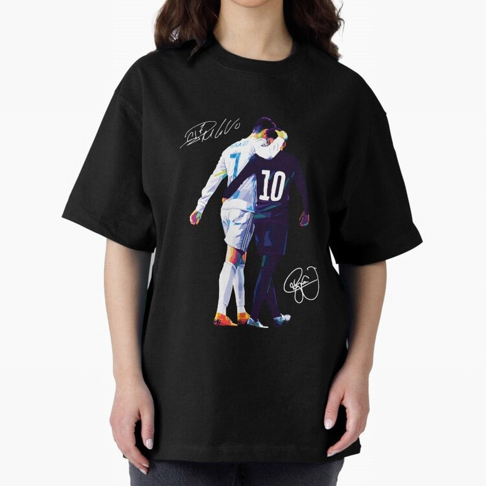 Cristiano Ronaldo and Neymar Jr Wpap Art Oversized T-Shirt Build FIFA World Cup 2026 USA Canada Mexico Driven by Haaland, England and Germany Energy, Match Day Excitement, Supporter Culture, Golden Goals and Global Football Passion; Built for