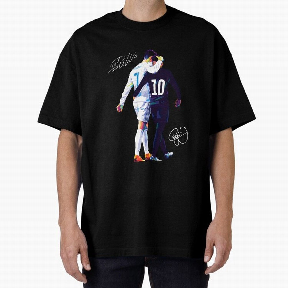 Cristiano Ronaldo and Neymar Jr Wpap Art Oversized T-Shirt Build FIFA World Cup 2026 USA Canada Mexico Driven by Haaland, England and Germany Energy, Match Day Excitement, Supporter Culture, Golden Goals and Global Football Passion; Built for