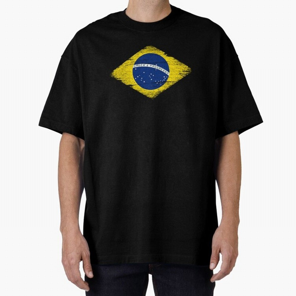 Brazil Flag Design Oversized T-Shirt Support Iconic Players in FIFA World Cup 2026 Spirit, Highlighting Netherlands, Neymar, Tournament Hype, Historic Matchups, Family Viewing Parties and Global Sports Pride; Built for Supporters Chasing Trophy