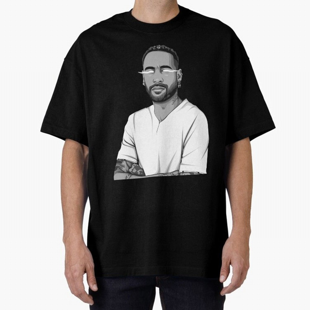 Neymar Jr. Black and White Version Oversized T-Shirt Carry the Colors and Pride of the FIFA World Cup 2026 USA Canada Mexico Journey through Messi Highlights, England Pride, Match Day Excitement, Supporter Culture, Golden Goals and Global Football