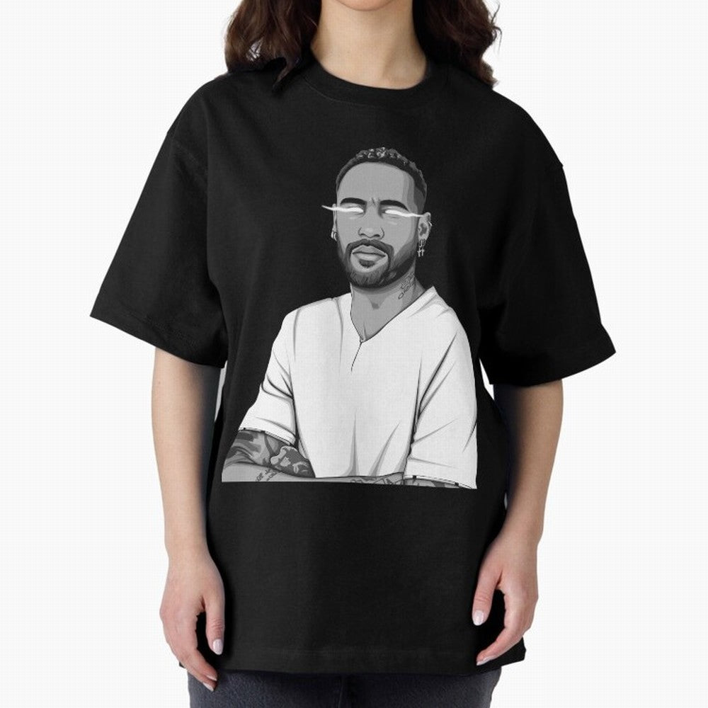 Neymar Jr. Black and White Version Oversized T-Shirt Carry the Colors and Pride of the FIFA World Cup 2026 USA Canada Mexico Journey through Messi Highlights, England Pride, Match Day Excitement, Supporter Culture, Golden Goals and Global Football
