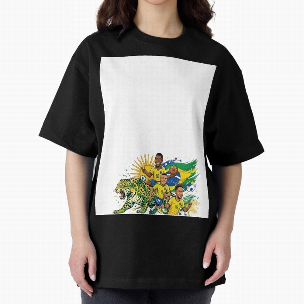 Unleash the spirit of the Sele??o! ? Graphic T-Shirt Show Support during FIFA World Cup 2026 USA Canada Mexico Spirit, Driven by Brazil, Messi and Cristiano Ronaldo, Championship Spirit, Famous Goals, Roaring Crowds and International Football