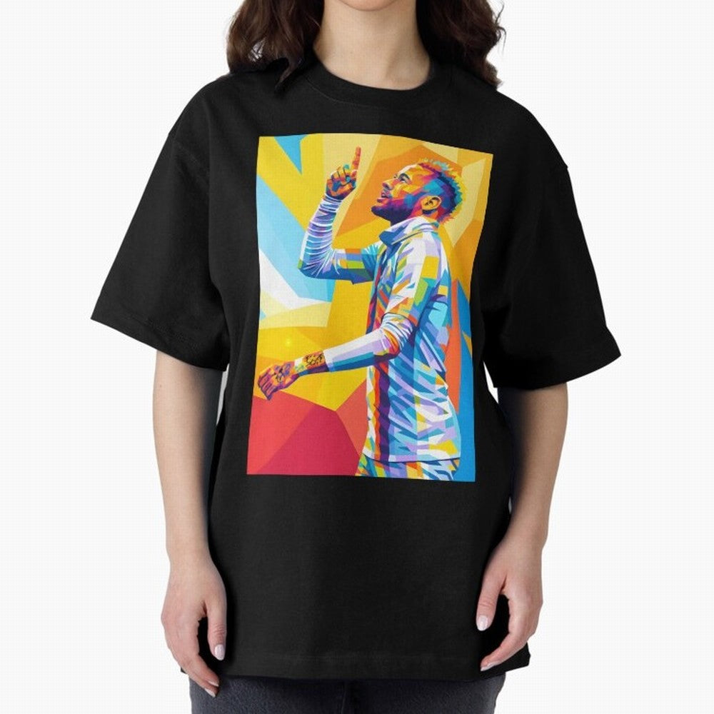 Neymar Pop Art Oversized T-Shirt Celebrate Soccer Greatness during FIFA World Cup 2026 Spirit, Connected to Portugal, Mbappe, Stadium Chants, National Pride, Trophy Dreams and Unforgettable Football Memories; Ideal for Football Dads, Football Moms,