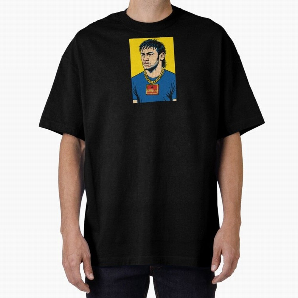 Drilla Clothing Neymar Popart Print T Shirt Oversized T-Shirt Celebrate the FIFA World Cup 2026 Group Stage Journey through Cristiano Ronaldo Highlights, Argentina, France and Brazil Pride, Football Festival Excitement, Trophy Ambitions, Country