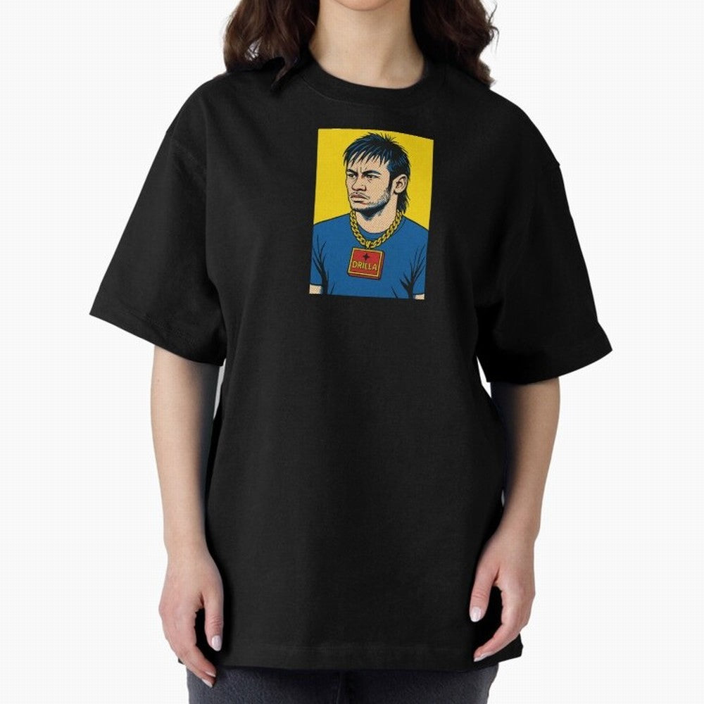 Drilla Clothing Neymar Popart Print T Shirt Oversized T-Shirt Celebrate the FIFA World Cup 2026 Group Stage Journey through Cristiano Ronaldo Highlights, Argentina, France and Brazil Pride, Football Festival Excitement, Trophy Ambitions, Country
