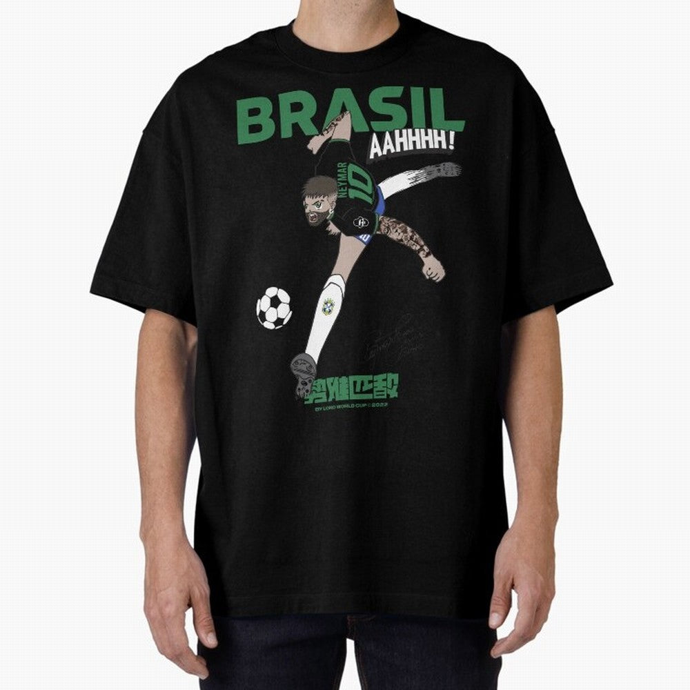 NEYMAR BRAZIL Oversized T-Shirt Keep Football History Alive during FIFA World Cup 2026 Group Stage Spirit, Filled with Brazil, Messi, Neymar and Mbappe, Vintage Soccer Flavor, Modern Football Stars, National Flags and Final Night Emotion; Great for
