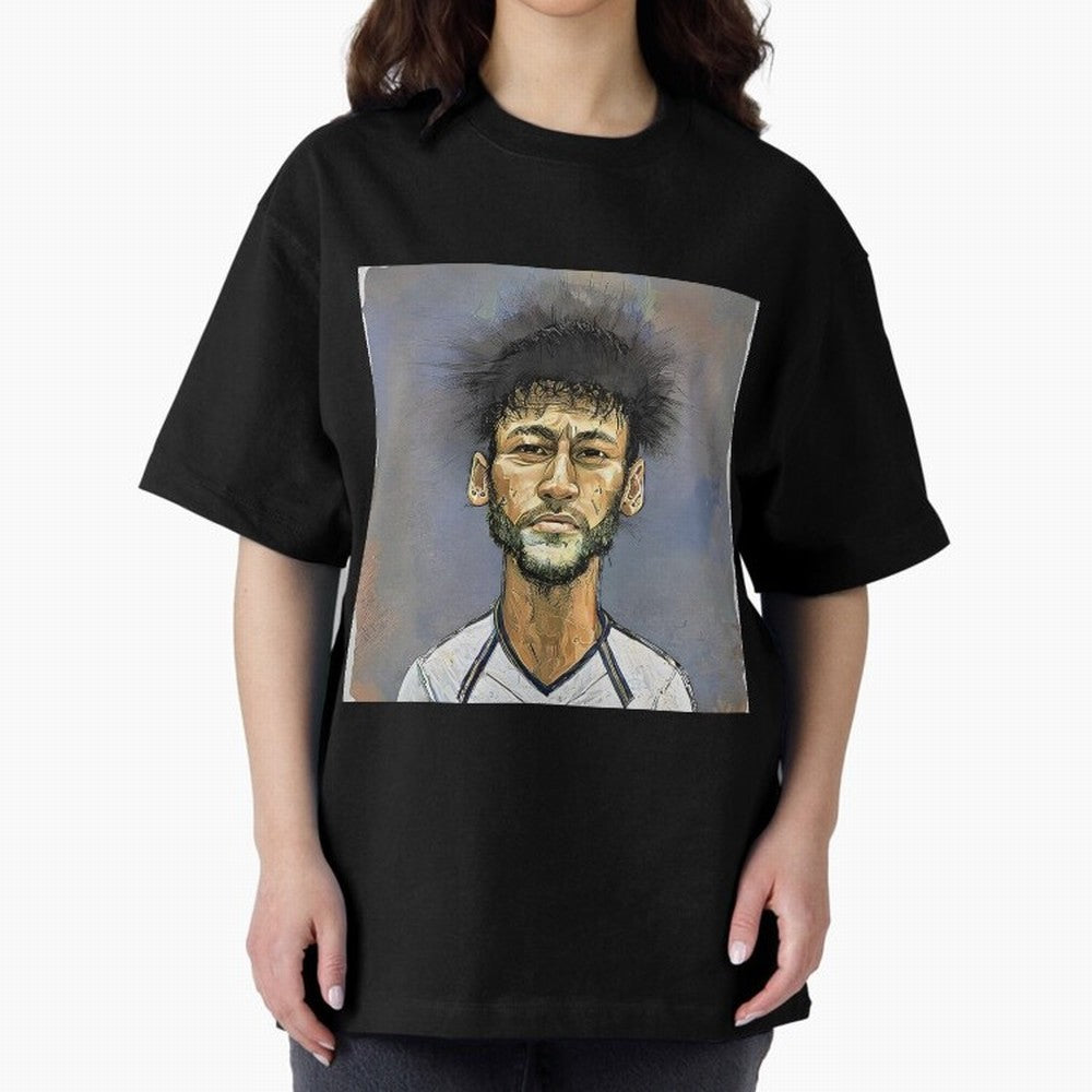 Portrait of neymar Oversized T-Shirt Capture FIFA World Cup 2026 with Messi and Cristiano Ronaldo, Portugal, Spain and Germany Energy, Football History, Final Match Energy, Crowd Noise and Once in a Lifetime Moments; Great for Supporters Who Love