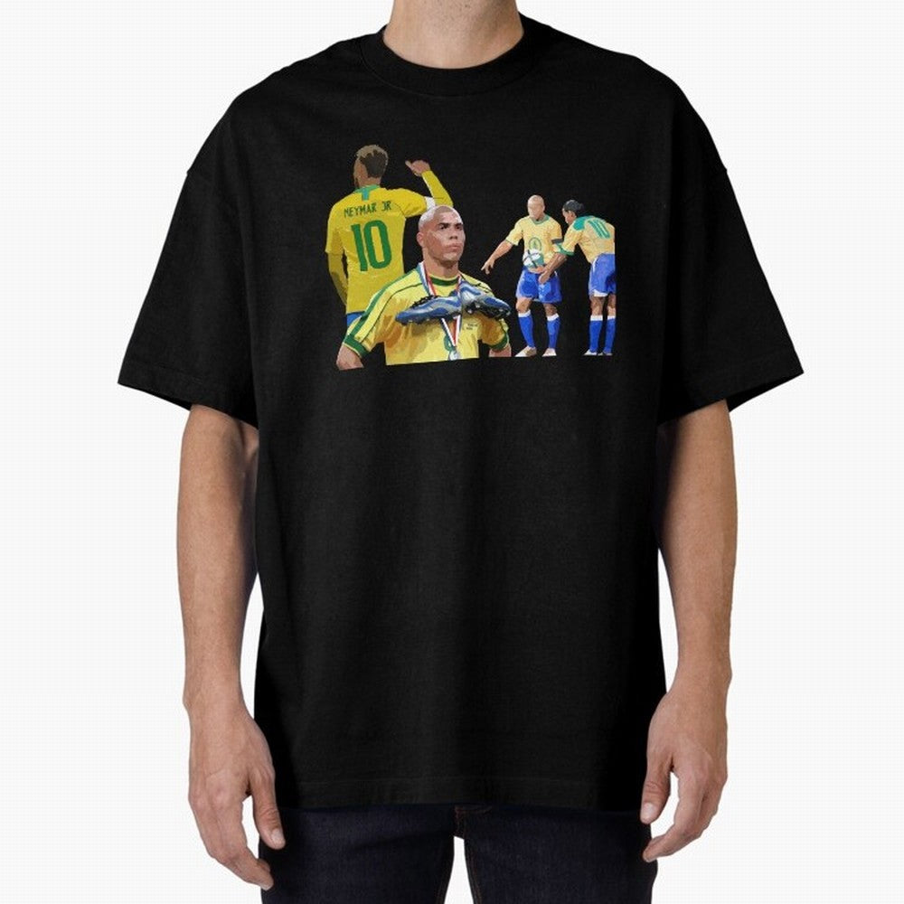 Brazilian Icons Oversized T-Shirt Bring Global Tournament Vibes to Match Day Hype around FIFA World Cup 2026, CR7 and Messi, Germany, Tournament Hype, Historic Matchups, Family Viewing Parties and Global Sports Pride; Perfect for Fans, Collectors,