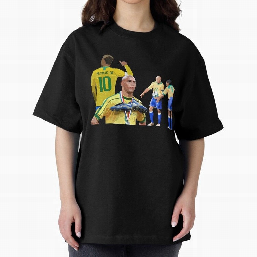 Brazilian Icons Oversized T-Shirt Bring Global Tournament Vibes to Match Day Hype around FIFA World Cup 2026, CR7 and Messi, Germany, Tournament Hype, Historic Matchups, Family Viewing Parties and Global Sports Pride; Perfect for Fans, Collectors,