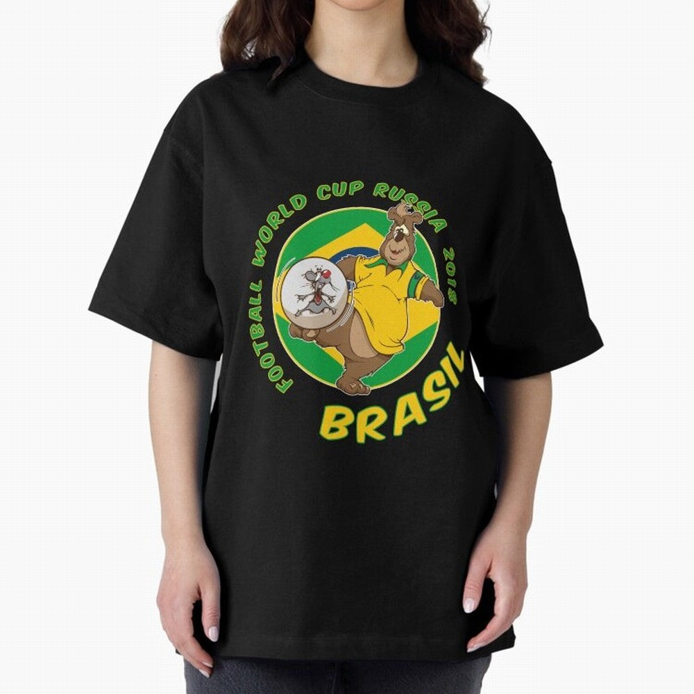 Football Russia 2018 World Cup Brazil T shirts and Merchandise Oversized T-Shirt Follow Match Day Hype around FIFA World Cup 2026, CR7, Spain, Football Festival Excitement, Trophy Ambitions, Country Rivalries and Star Player Buzz; Built for
