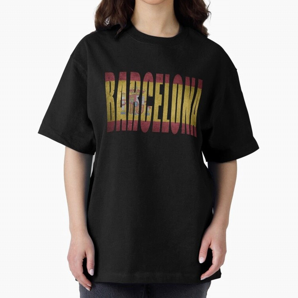 Barcelona city Oversized T-Shirt Show Match Day Excitement for Match Day Hype around FIFA World Cup 2026 Group Stage, Cristiano Ronaldo, Argentina and Brazil, Soccer Culture, Superstar Moments, National Team Dreams and Competitive Fire; Made for