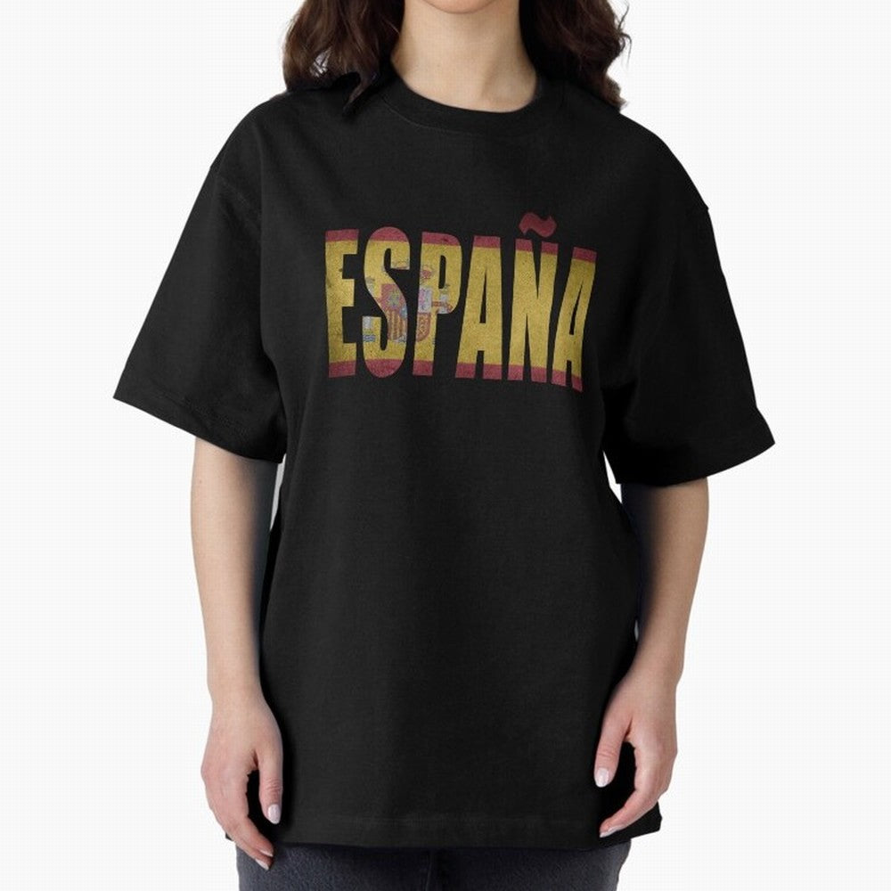 Espa?a Oversized T-Shirt Remember Iconic Moments from FIFA World Cup 2026 Group Stage Driven by CR7 and Messi, France and Portugal Energy, Global Supporter Spirit, Legendary Goals, National Colors and Tournament Celebration; Ideal for Football