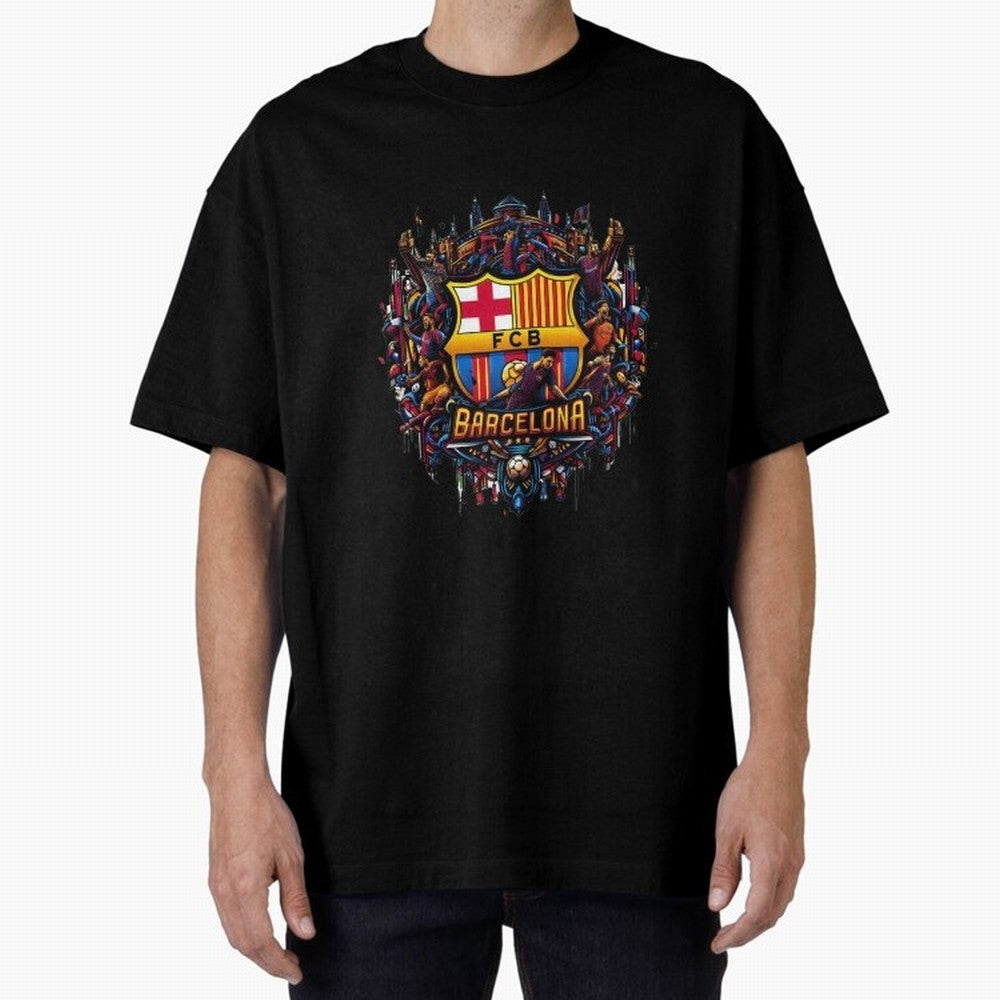 Barcelona - the temple of soccer Oversized T-Shirt Build the FIFA World Cup 2026 Group Stage Journey through Cristiano Ronaldo Highlights, France and Portugal Pride, Football Passion, Legendary Performances, Festival Vibes and Supporter Community;