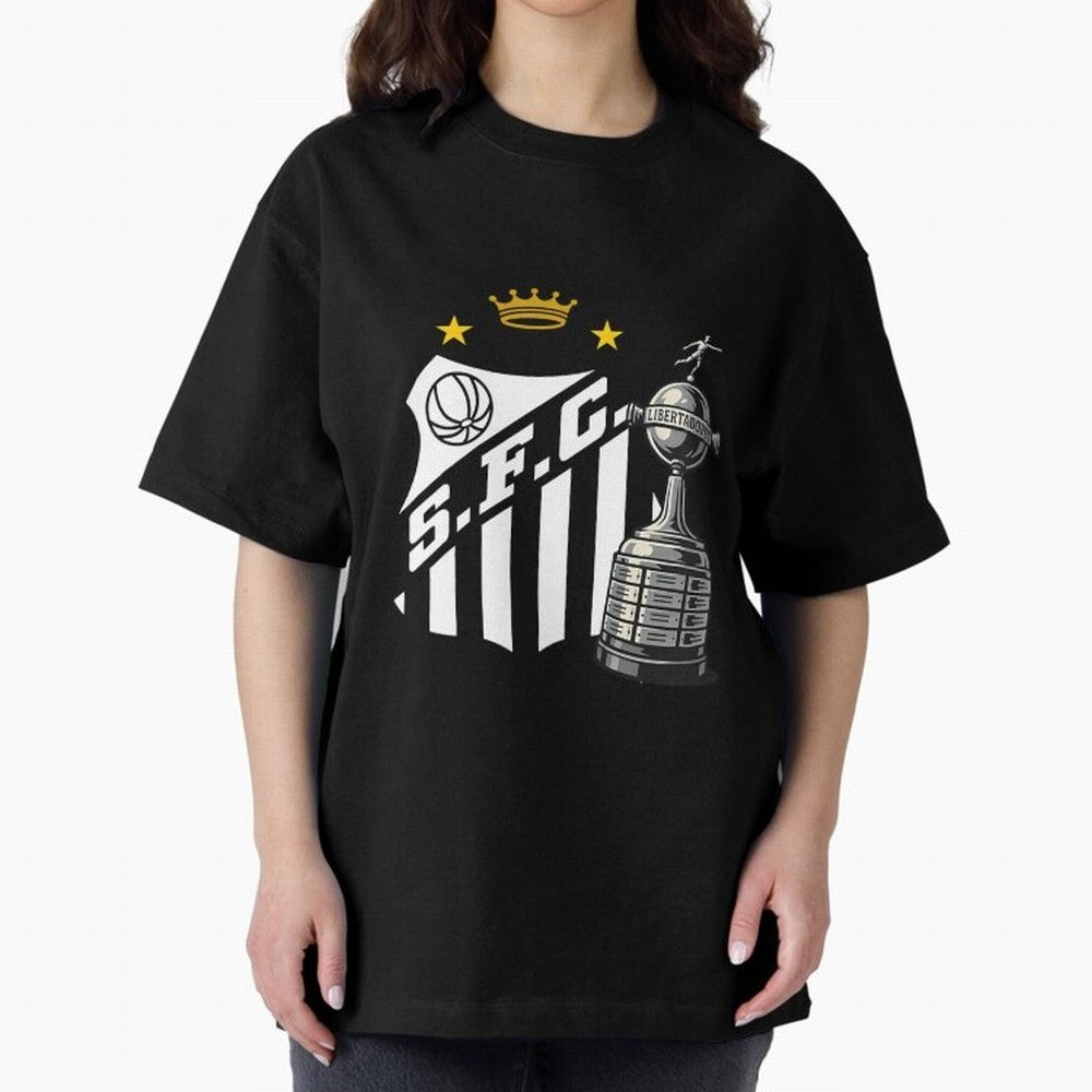 Santos Of Brazil With The Libertadores Cup Oversized T-Shirt Bring Home FIFA World Cup 2026 USA Canada Mexico Spirit, Connected to Portugal, Cristiano Ronaldo, Football Passion, Legendary Performances, Festival Vibes and Supporter Community; Made