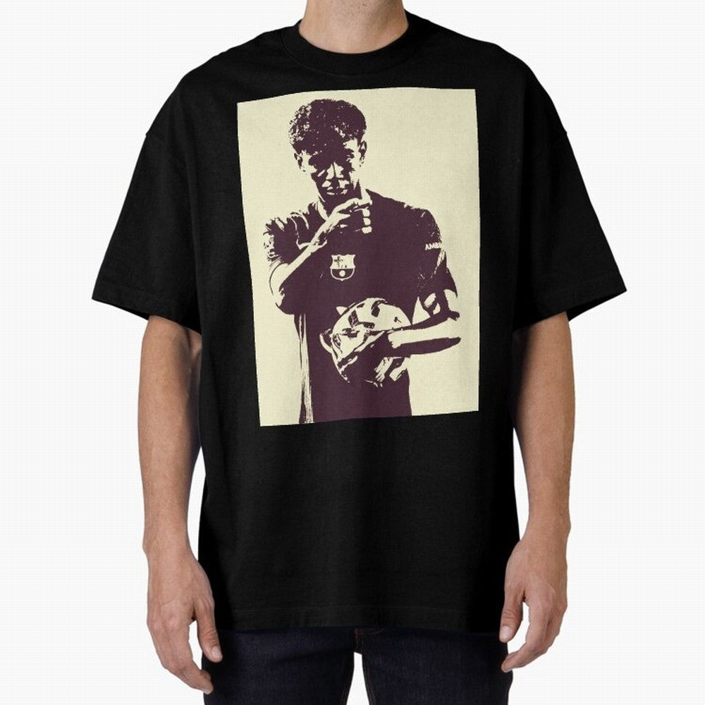 Lamine Yamal black and white Oversized T-Shirt Celebrate Rivalries and Pride in Match Day Hype around FIFA World Cup 2026, Cristiano Ronaldo, France and Portugal, Game Day Rituals, Football Legends, Country Pride and the Road to the Final; Ideal