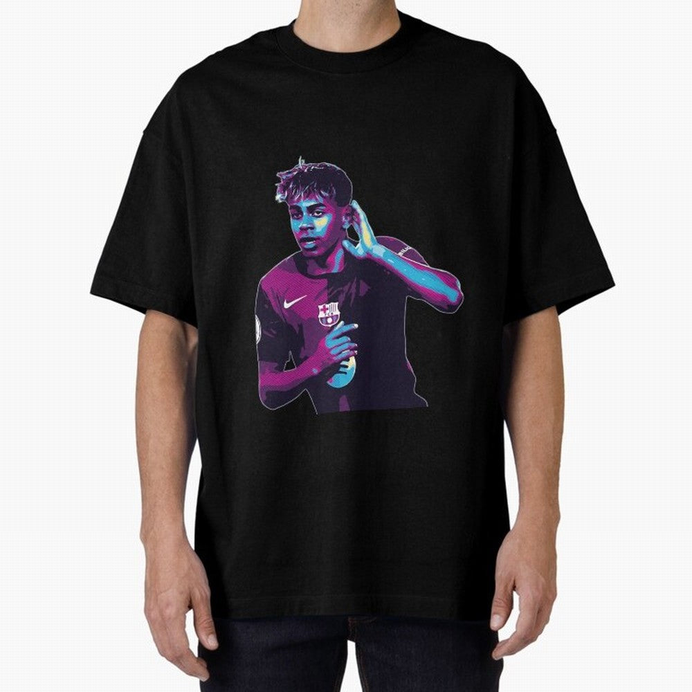 Lamine Yamal goal celebration Oversized T-Shirt Bring Home Global Football Passion for FIFA World Cup 2026, Connected to Haaland, Portugal, Spain and Germany, Retro Football Energy, Iconic Rivalries, Trophy Chase Drama and Stadium Atmosphere; Made