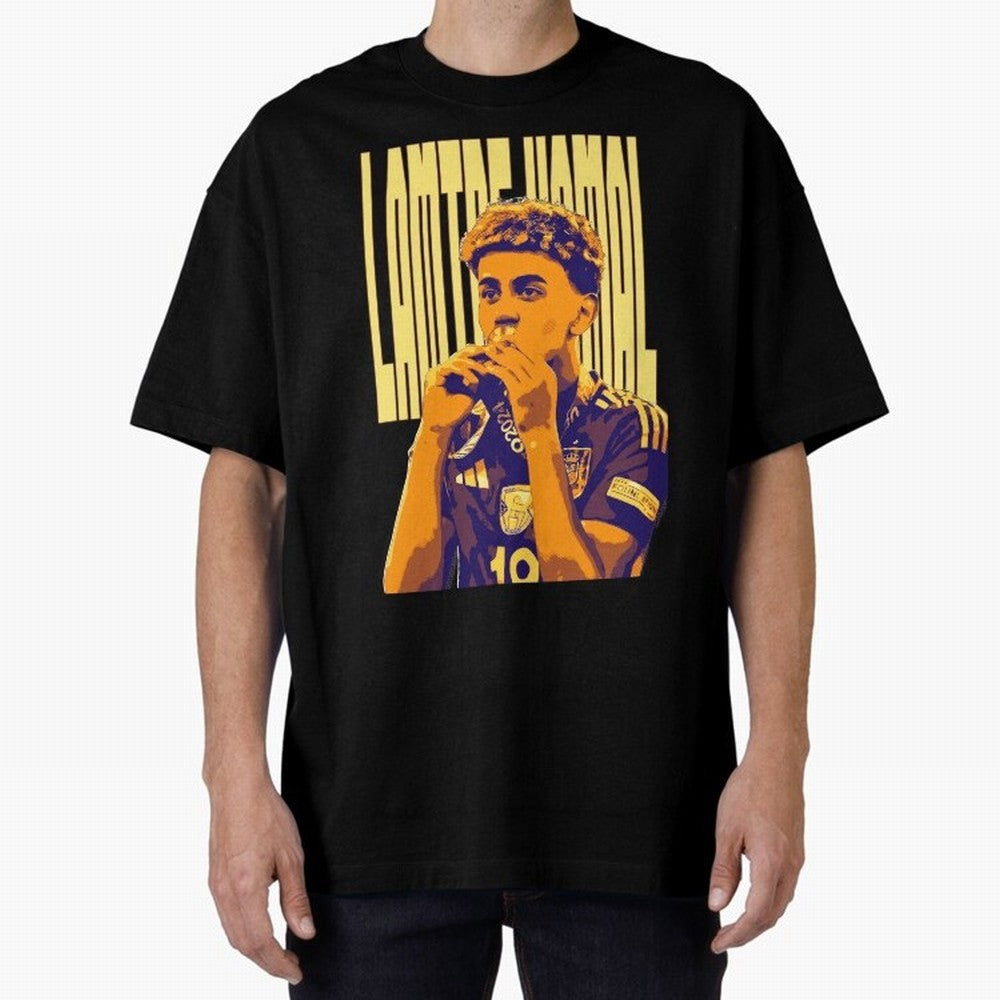 Lamine yamal pop art Oversized T-Shirt Build FIFA World Cup 2026 USA Canada Mexico Spirit, Built around Spain, Cristiano Ronaldo, Vintage Soccer Flavor, Modern Football Stars, National Flags and Final Night Emotion; Ideal for Football Dads,