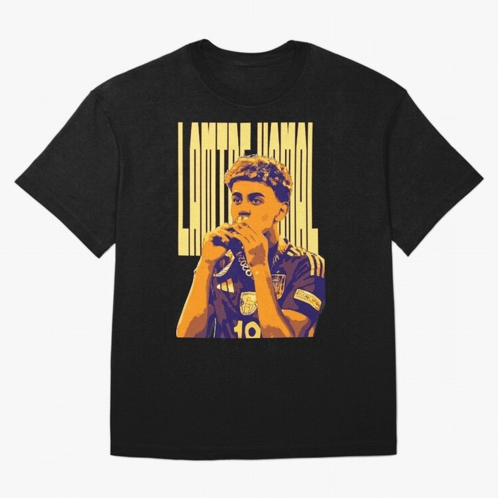 Lamine yamal pop art Oversized T-Shirt Build FIFA World Cup 2026 USA Canada Mexico Spirit, Built around Spain, Cristiano Ronaldo, Vintage Soccer Flavor, Modern Football Stars, National Flags and Final Night Emotion; Ideal for Football Dads,