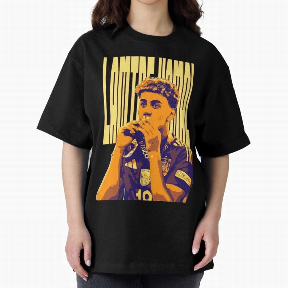 Lamine yamal pop art Oversized T-Shirt Build FIFA World Cup 2026 USA Canada Mexico Spirit, Built around Spain, Cristiano Ronaldo, Vintage Soccer Flavor, Modern Football Stars, National Flags and Final Night Emotion; Ideal for Football Dads,