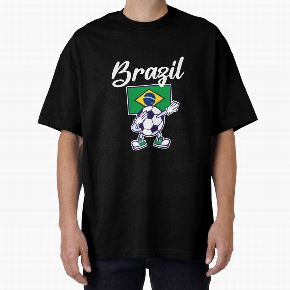 BRAZIL - Dabbing Football Soccer Ball - BRAZIL Classic T-Shirt Bring Legendary Rivalry Energy to FIFA World Cup 2026 Group Stage for Fans of Messi and Argentina, France and Brazil, Bringing Vintage Soccer Flavor, Modern Football Stars, National