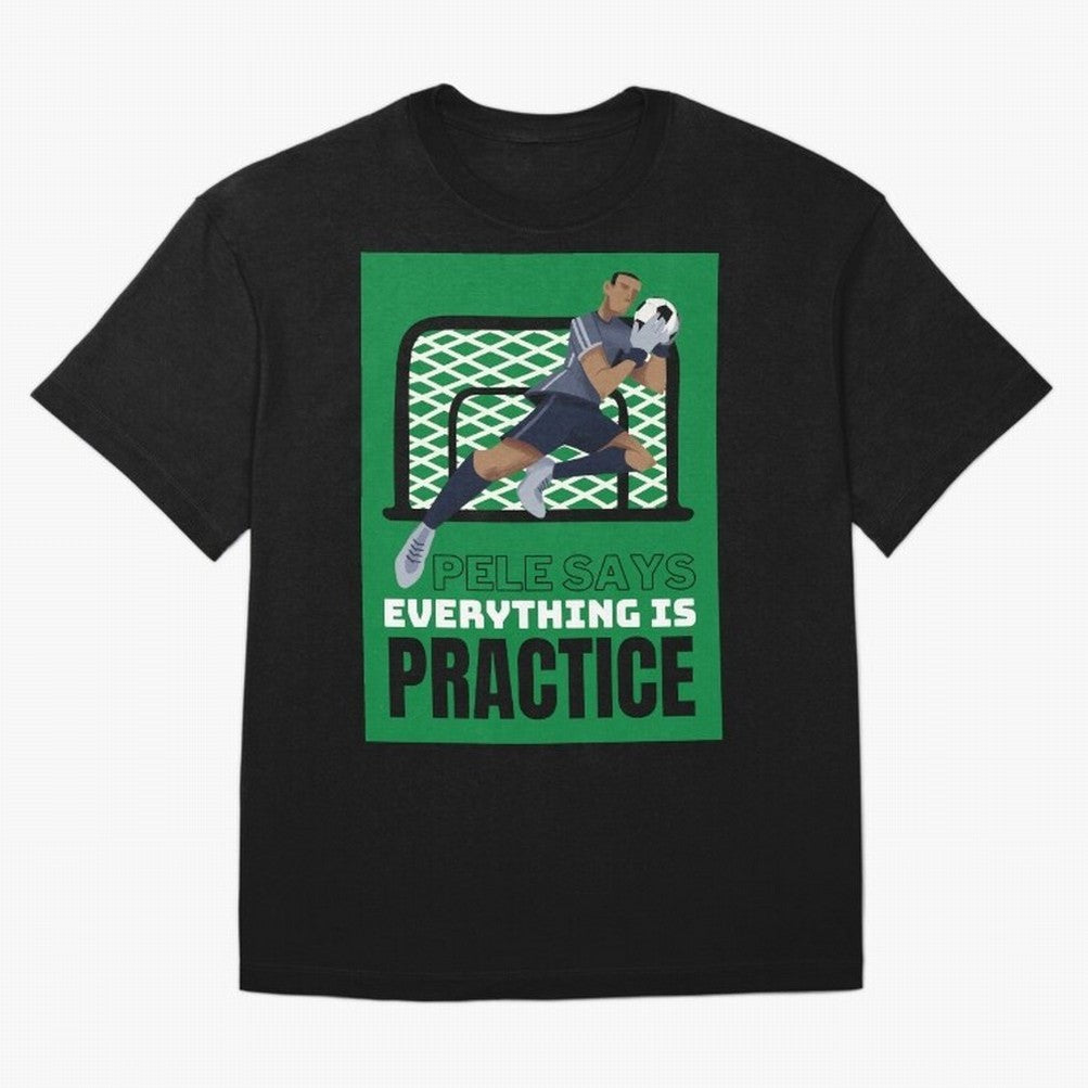 Pele Says Everything is Pratice Graphic Oversized T-Shirt Represent FIFA World Cup 2026 Group Stage for Fans of Messi, CR7 and Mbappe and Spain, Bringing Tournament Hype, Historic Matchups, Family Viewing Parties and Global Sports Pride; Ideal for
