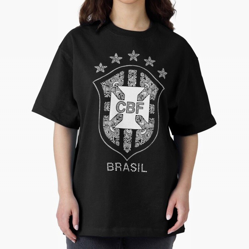 BRASIL NATIONAL FOOTBALL TEAM LOGO Oversized T-Shirt Keep Football History Alive during the FIFA World Cup 2026 Journey through Messi and Cristiano Ronaldo Highlights, Brazil, Portugal and Argentina Pride, Football Festival Excitement, Trophy