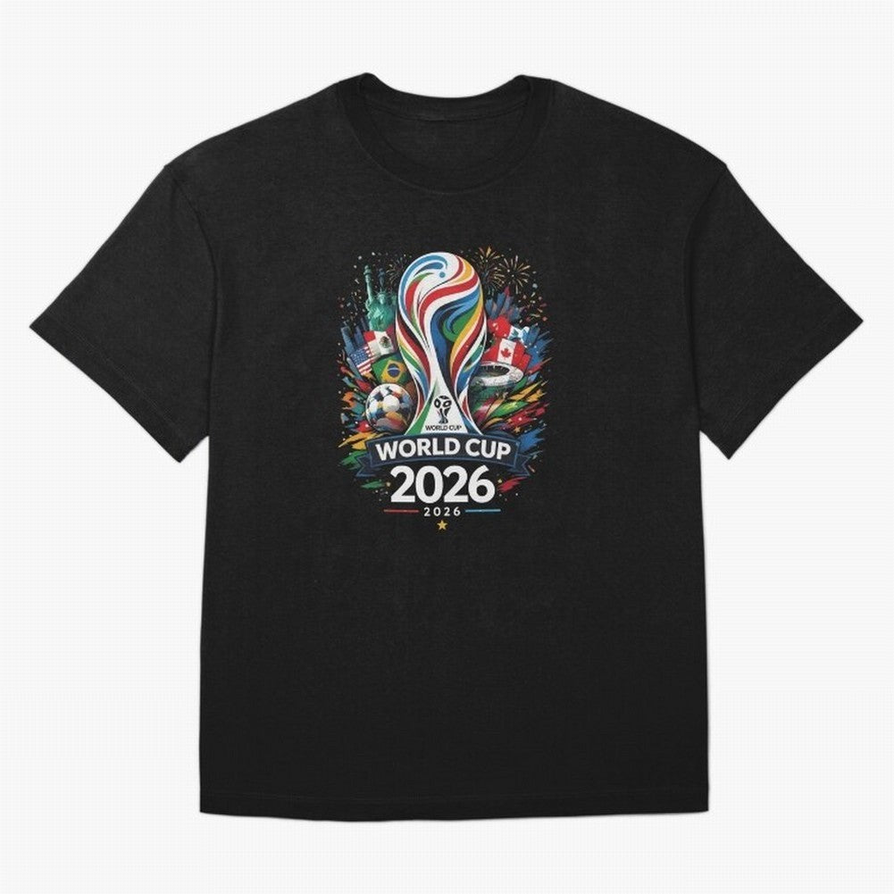 World Cup 2026, Soccer Fan Classic T-Shirt Refresh FIFA World Cup 2026 USA Canada Mexico Spirit, Celebrating Brazil, Messi, Vintage Soccer Flavor, Modern Football Stars, National Flags and Final Night Emotion; Perfect for Fans, Collectors, Family