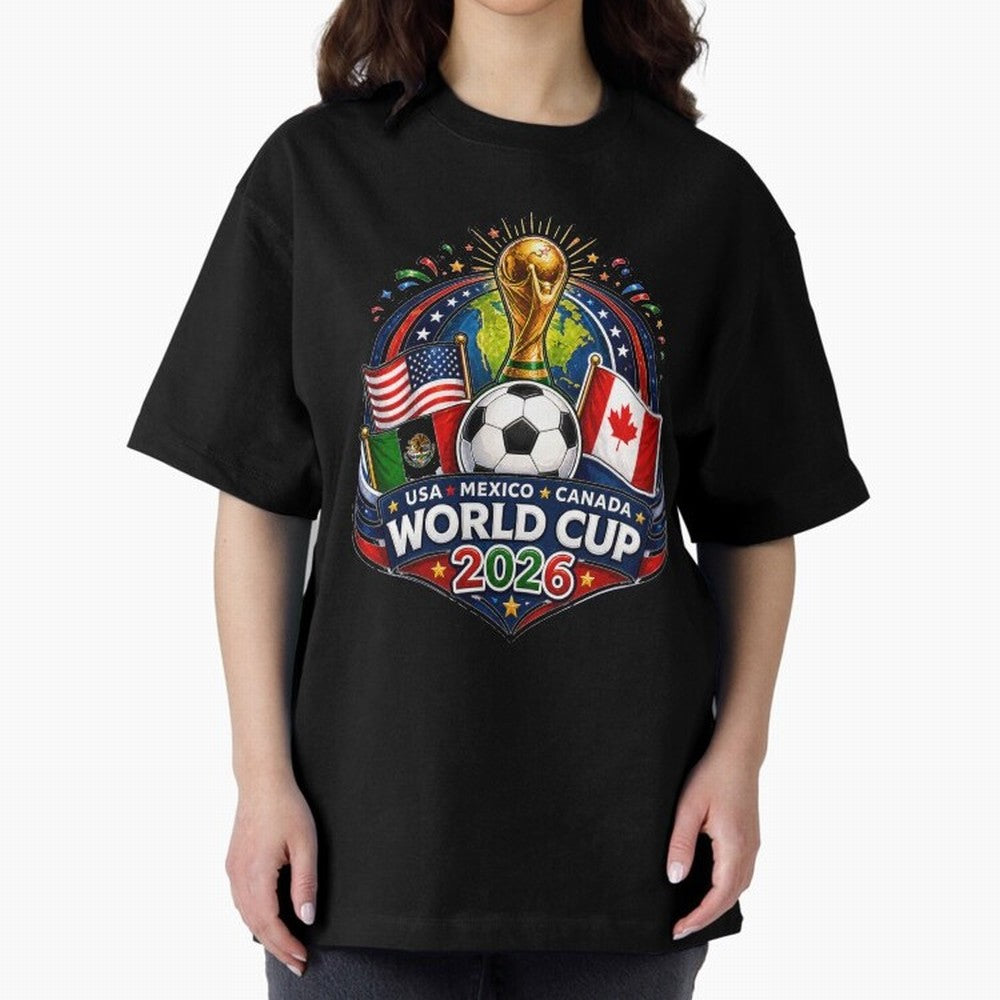 World Cup 2026 Sticker ¨C USA Mexico Canada Football Trophy Design Classic T-Shirt Remember the FIFA World Cup 2026 Journey through Neymar, Haaland and Cristiano Ronaldo Highlights, Brazil, Portugal and Argentina Pride, Match Day Excitement,