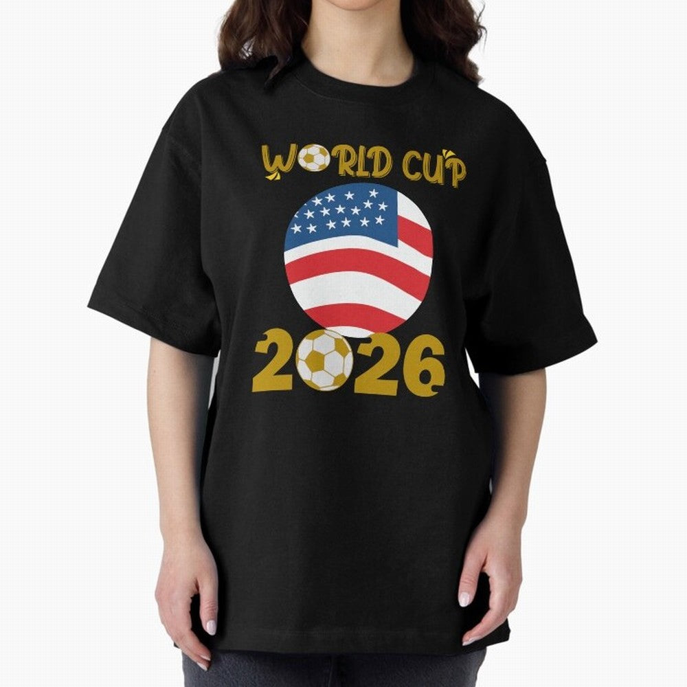 World Cup 2026 USA Soccer Design ¨C Football Fan Graphic T-Shirt Classic T-Shirt Feel the Roar of Match Day Hype around FIFA World Cup 2026 Group Stage, Neymar, Haaland and Cristiano Ronaldo, Argentina and Brazil, Supporter Pride, Iconic