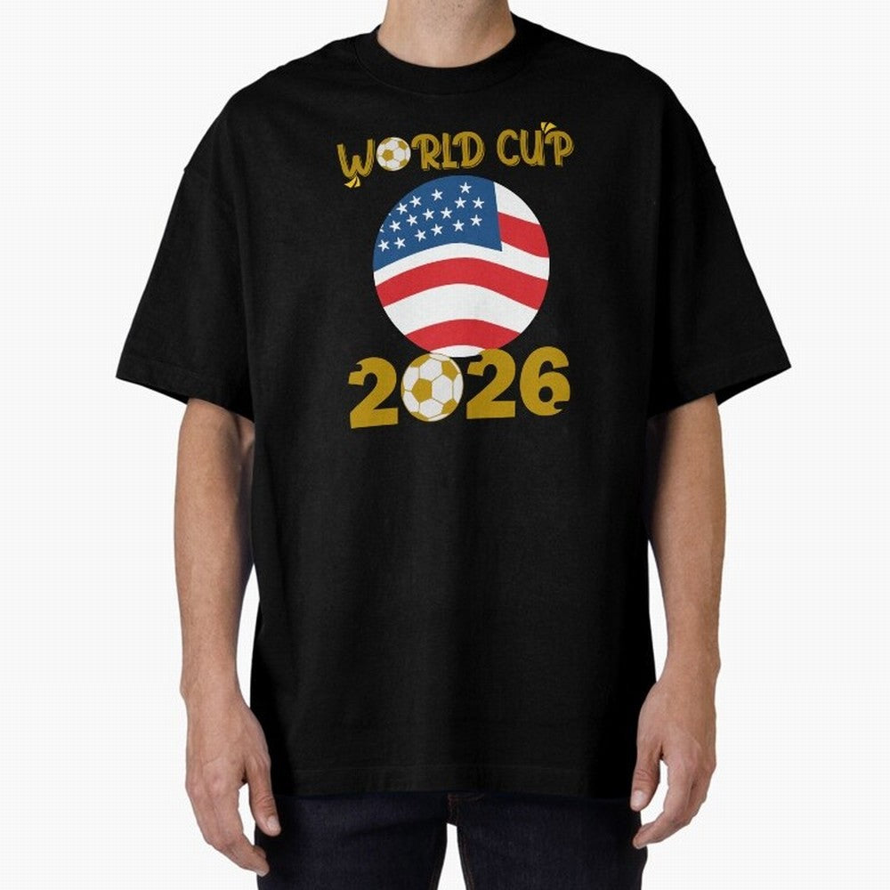 World Cup 2026 USA Soccer Design ¨C Football Fan Graphic T-Shirt Classic T-Shirt Feel the Roar of Match Day Hype around FIFA World Cup 2026 Group Stage, Neymar, Haaland and Cristiano Ronaldo, Argentina and Brazil, Supporter Pride, Iconic
