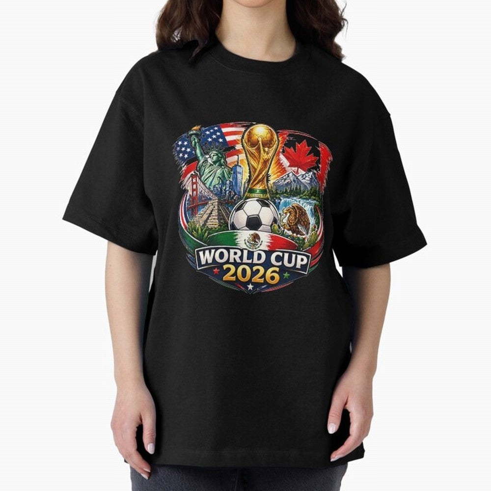 World Football 2026 USA Canada Mexico ¨C Soccer Fan Design Retro Travel Style Classic T-Shirt Follow the Final Road of Global Football Passion for FIFA World Cup 2026, Highlighting Mbappe and Neymar, Spain and Netherlands, Sports Nostalgia,