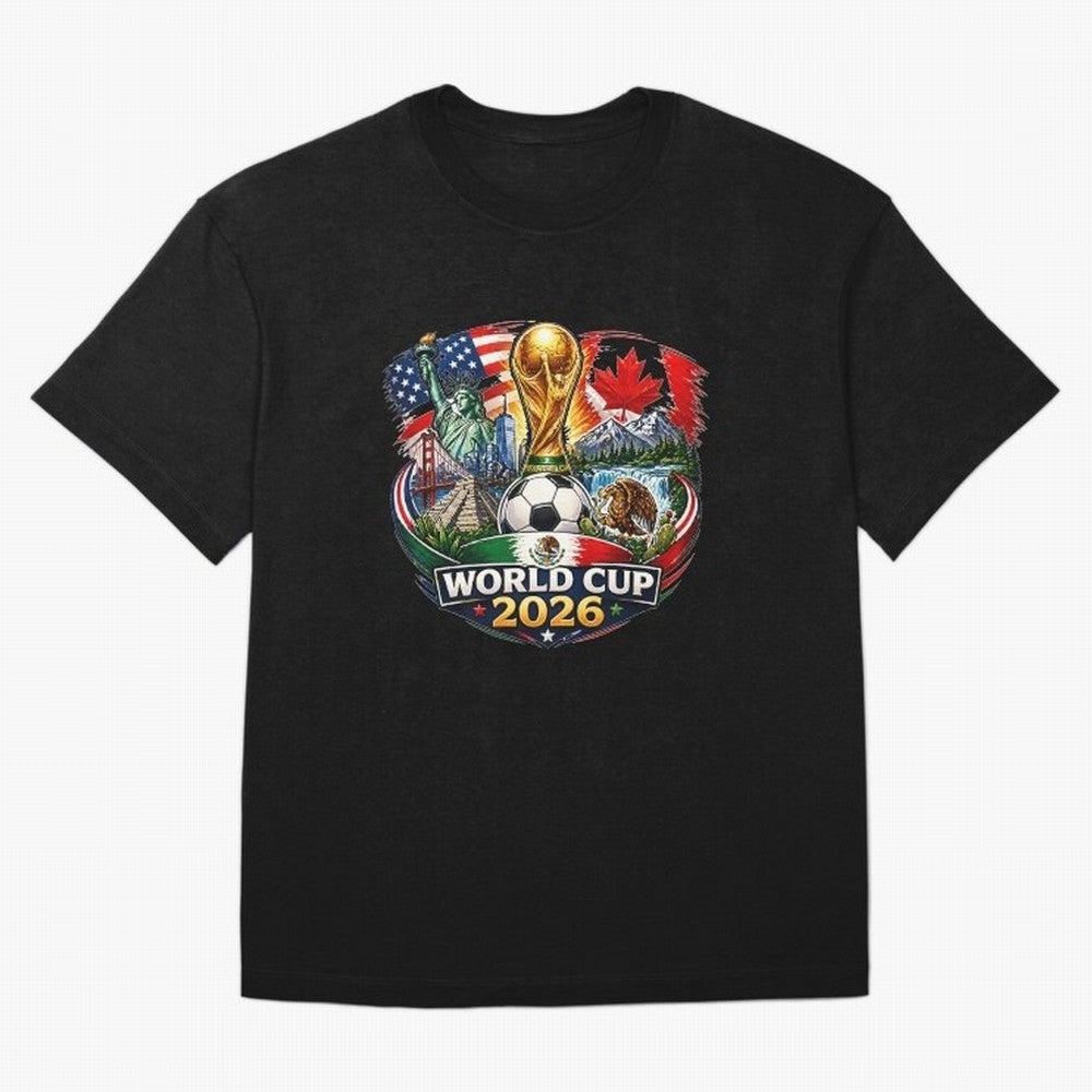 World Football 2026 USA Canada Mexico ¨C Soccer Fan Design Retro Travel Style Classic T-Shirt Follow the Final Road of Global Football Passion for FIFA World Cup 2026, Highlighting Mbappe and Neymar, Spain and Netherlands, Sports Nostalgia,
