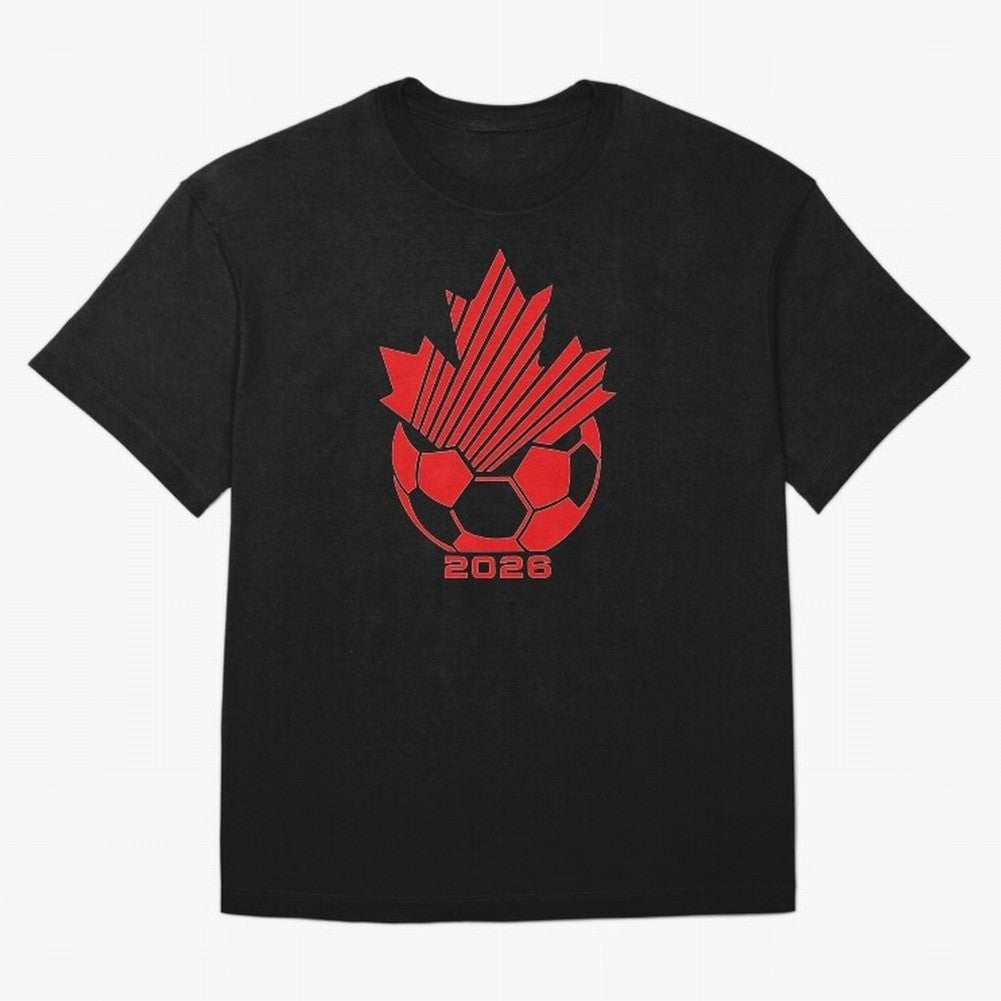 Red Maple Leaf Soccer 2026 Emblem Classic T-Shirt Support Iconic Players in FIFA World Cup 2026 USA Canada Mexico Inspired by Cristiano Ronaldo, Spain and Netherlands Energy, Retro Football Energy, Iconic Rivalries, Trophy Chase Drama and Stadium