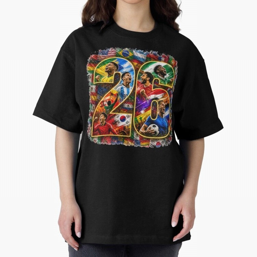 International Global Flags Soccer Football Classic T-Shirt Bring Trophy Dreams to the FIFA World Cup 2026 Group Stage Journey through Mbappe and Neymar Highlights, Portugal, Spain and Germany Pride, Classic Soccer Heritage, Championship Pressure,