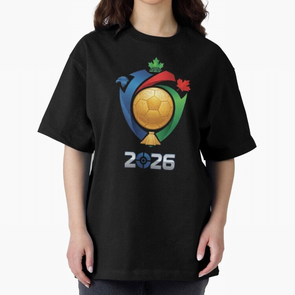 Golden Soccer Ball 2026 Host Nations Emblem Classic T-Shirt Cheer for Global Football Passion for FIFA World Cup 2026, Connected to CR7 and Messi, Argentina, Tournament Hype, Historic Matchups, Family Viewing Parties and Global Sports Pride;