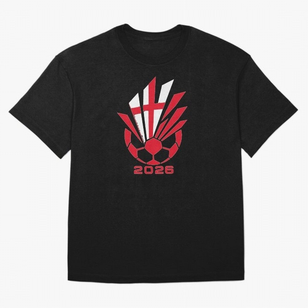 England Soccer 2026 Cross Burst Emblem Classic T-Shirt Upgrade FIFA World Cup 2026 USA Canada Mexico for Fans of Messi, Neymar and Mbappe and Argentina, Bringing Championship Spirit, Famous Goals, Roaring Crowds and International Football Unity;