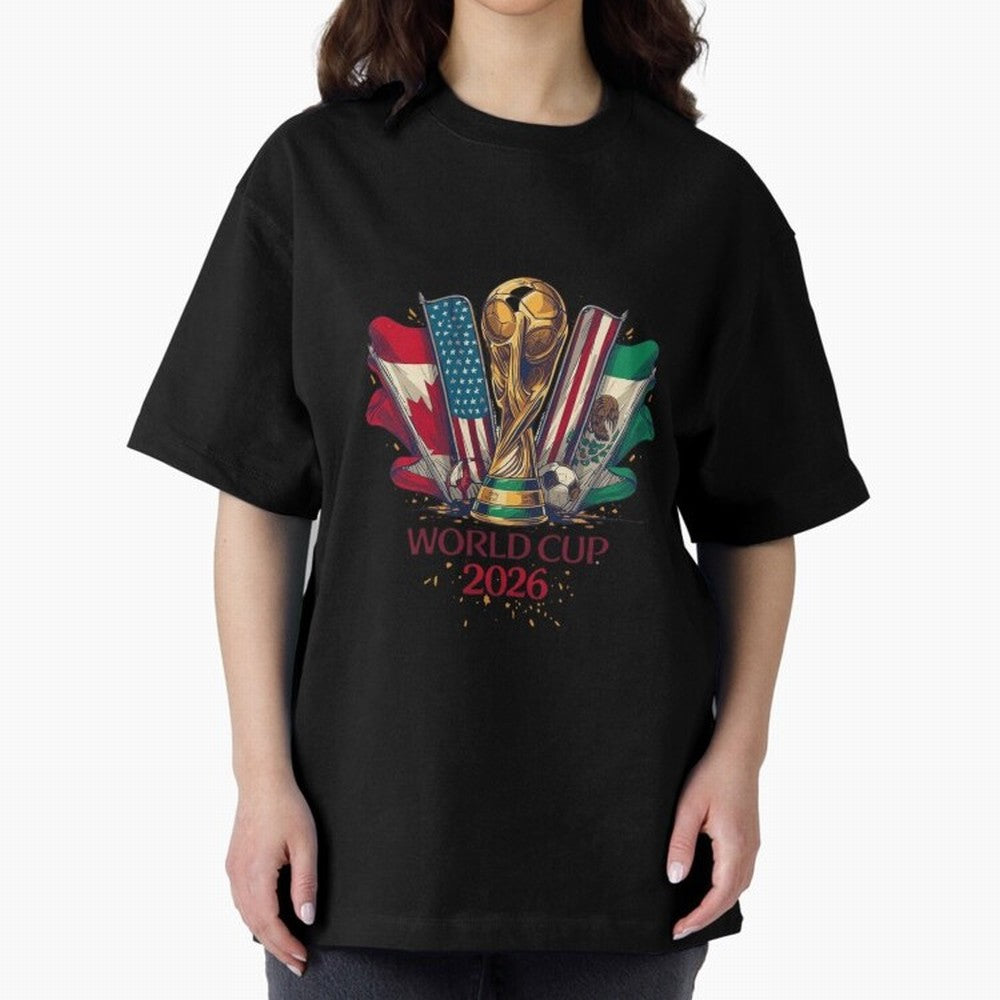 Host Trio Flags Banner Trophy Classic T-Shirt Celebrate Classic Football Spirit in FIFA World Cup 2026 USA Canada Mexico for Fans of Haaland and England, Bringing Football Festival Excitement, Trophy Ambitions, Country Rivalries and Star Player