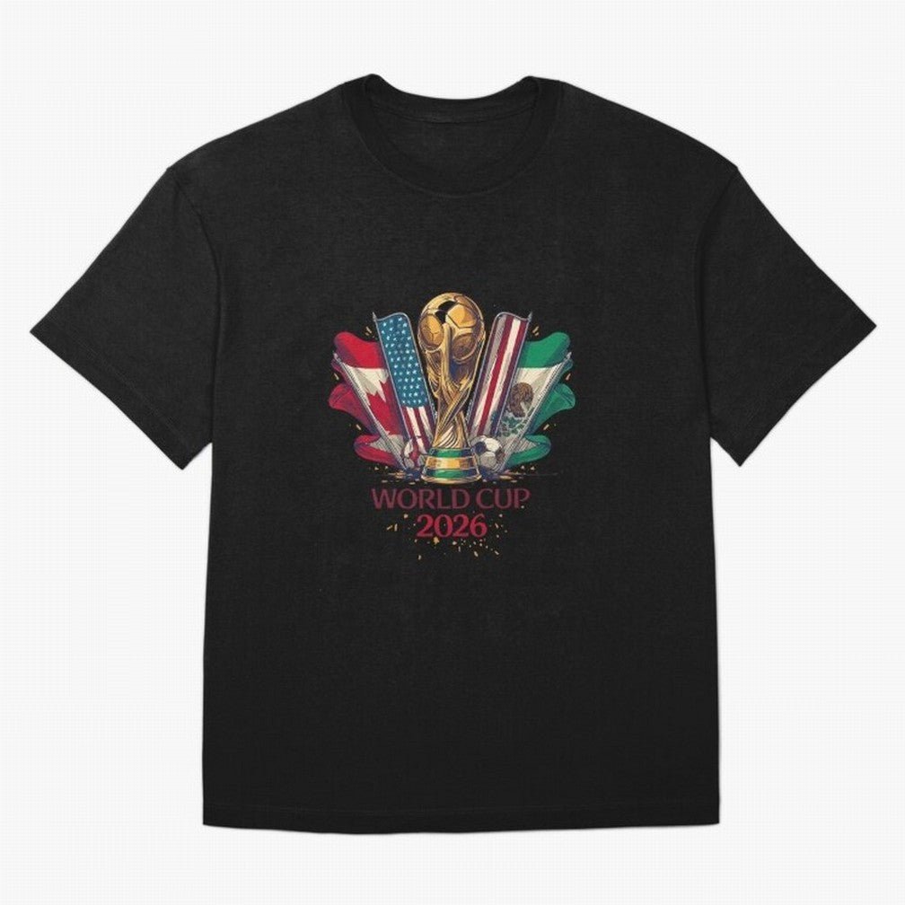 Host Trio Flags Banner Trophy Classic T-Shirt Celebrate Classic Football Spirit in FIFA World Cup 2026 USA Canada Mexico for Fans of Haaland and England, Bringing Football Festival Excitement, Trophy Ambitions, Country Rivalries and Star Player
